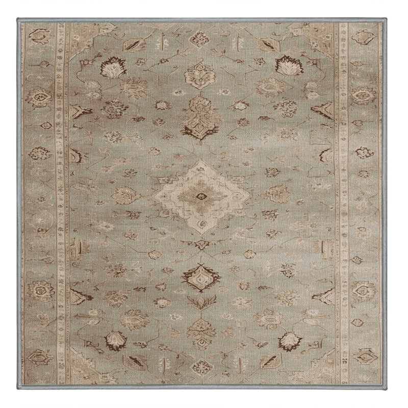 Tapis gris Afyon lavable à la machine, Carré 7 pi