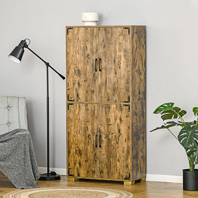Armoire de cuisine industrielle avec 4 portes et tablettes de rangement, armoire de rangement autoportante, armoire d'entrée