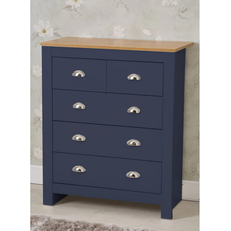 Susana 79cm W Chest of Drawers, Blue/Oak