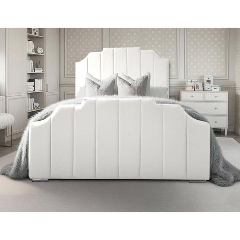 Tyrion Upholstered Bed , Single (3'), White