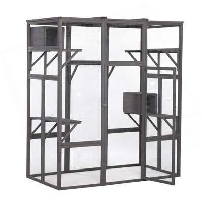 Très grande cage à chat - Gris