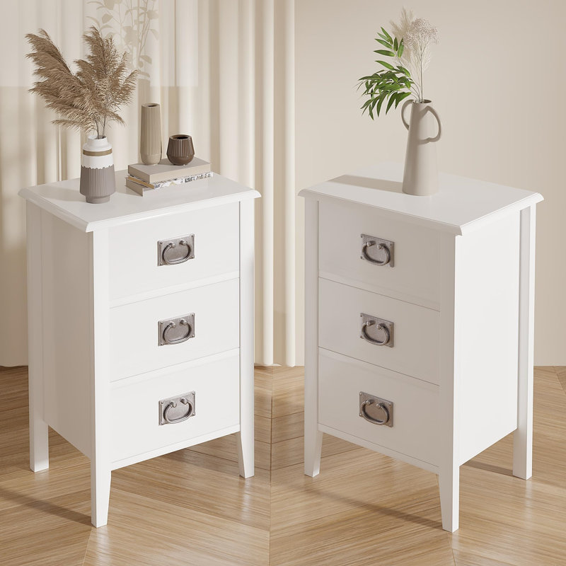 Rameesha 40cm W Bedside Table, White