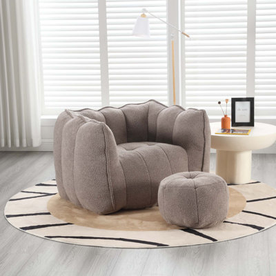 Fauteuil à billes doux avec mousse haute résilience pour le salon et la chambre à coucher, canapé carré confortable avec repose-pieds, housse pour adultes pour jouer, lire et regarder la télévision