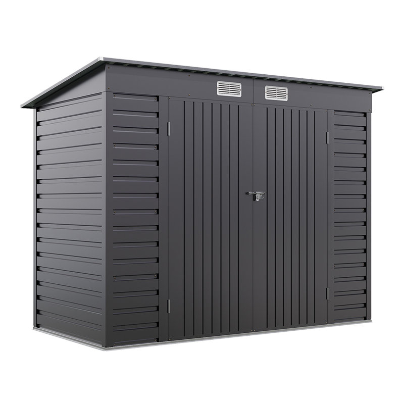 Zies 8 ft. W x 4 ft. D Metal Tongue & Groove Pent Garden Shed, Grey