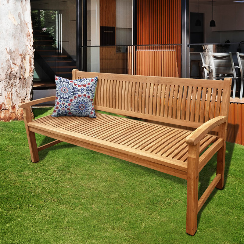 Banc de jardin et de patio en bois de teck massif Catlett, H 37 po x l 71 po x P 24 po