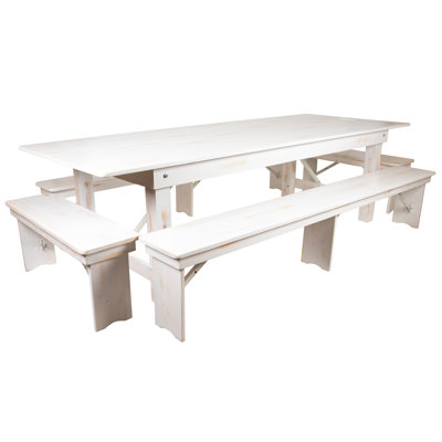 Donashia Antique Rustic White Folding Farm Table