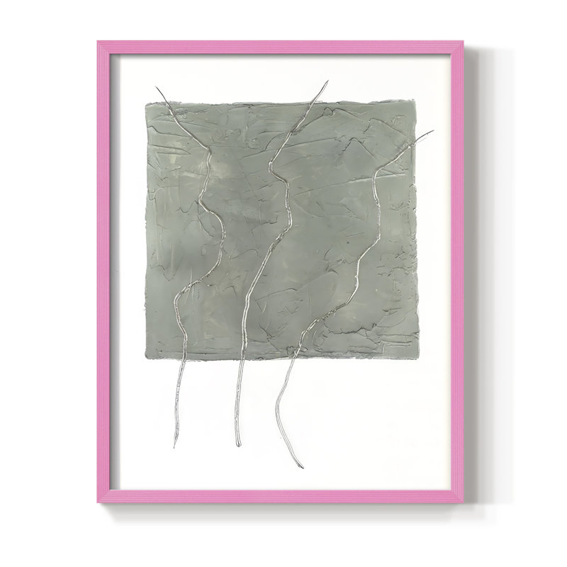 Divided Plot II Framed Print - Solid Wood, Pink, 15" H x 12" W