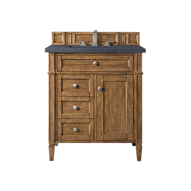 Brittany 30'' W Single Vanity, Charcoal Soapstone, 8" Widespread, Saddle Brown