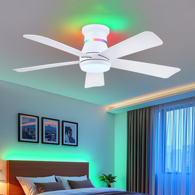 46" 5-blade Ceiling Fan With Led Light Kit And Remote Control