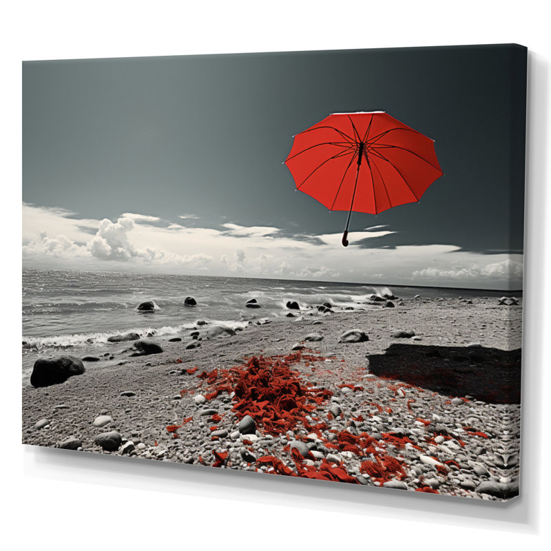 Beach Beach Umbrella Splash III - Reproduction d'art nautique et plage, H 34 po x l 44 po x P 1,5 po, Toile tendue