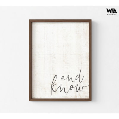 «And Know», très grand psaume 46: 10, impression minimaliste biblique, art mural moderne de l’église de l’espace, affiche biblique encadrée