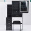 Ensemble de coiffeuse de chevet compact avec miroir à DEL tactile et rangement-2047033084