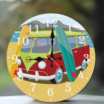 Horloge murale en bois 10 po, mouvement silencieux, à piles (piles AA non incluses), décor artistique, parfait pour les décorations