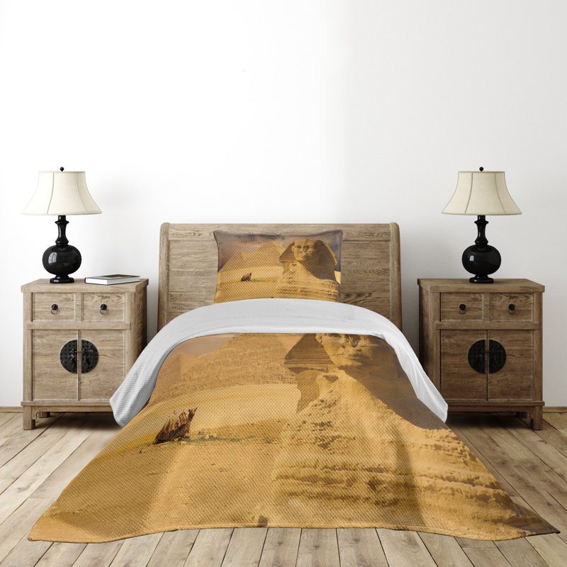 Amber Sand Brown King Microfiber Coverlet Set