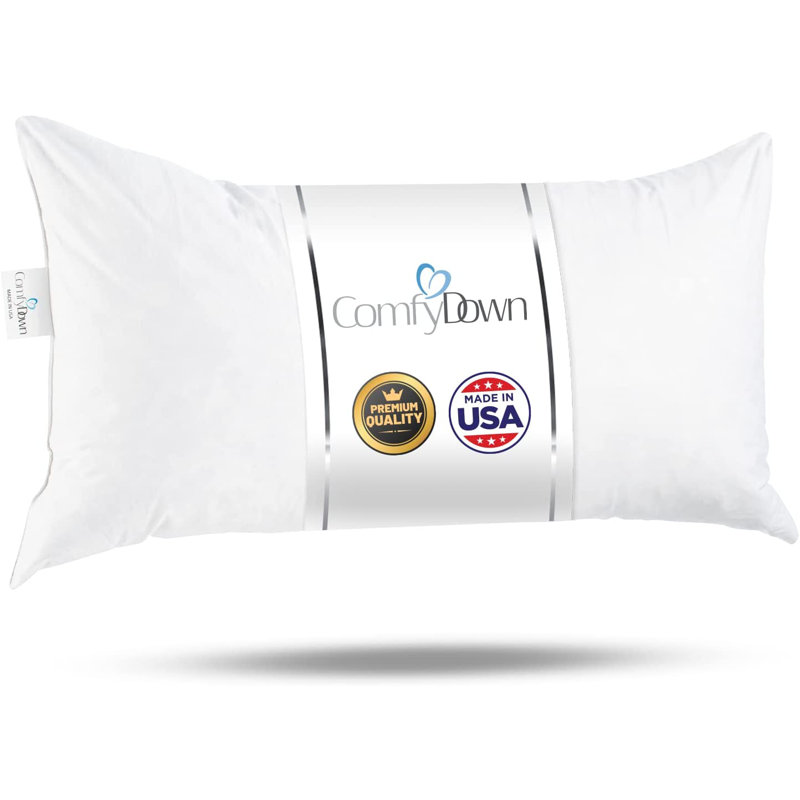 ComfyDown 95% Feather 5% Down Rectangle Decorative Pillow Insert Sham Stuffer, 14" x 30"