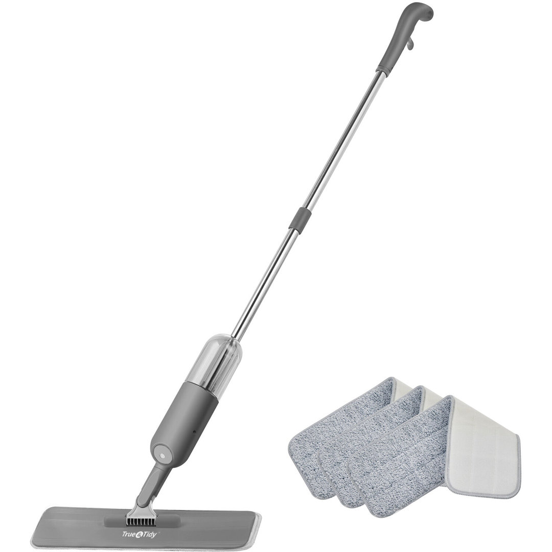 Spray Mop with 360-Degree Swivel Mop Head, Removable Water Tank, and 1 Microfiber Mop Pad, Gray True & Tidy