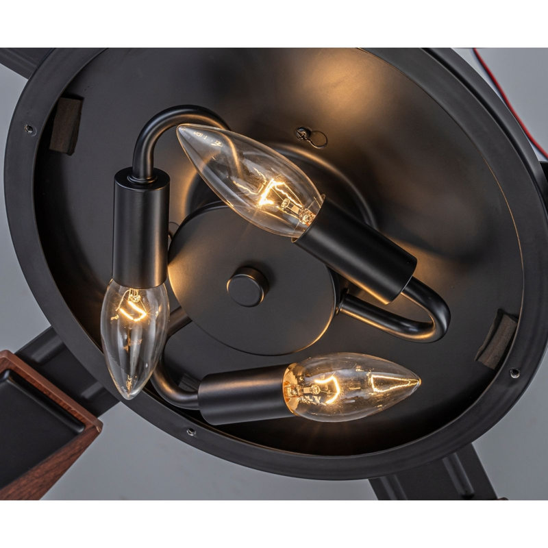 Ventilateur de plafond rustique avec lumière et télécommande
