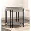 Table de bout ronde contemporaine brun clair brun clair avec pieds en métal à finition noire de rangement et de rangement pour le salon