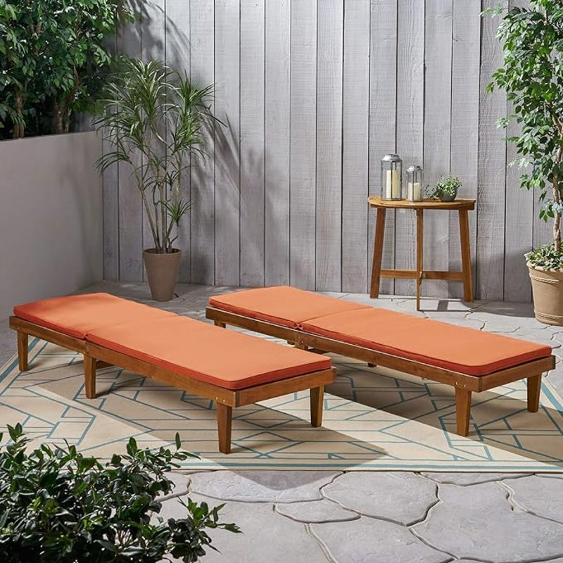 NADINE CHAISE LONGE, Orange, Teak, 2