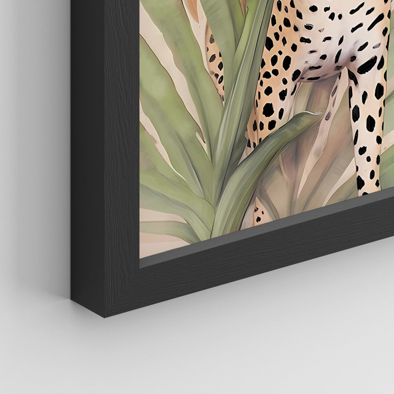 Ensemble de 4 impressions sur cadre tropical à feuilles tropicales Monstera, Noir, H 14 po x l 11 po