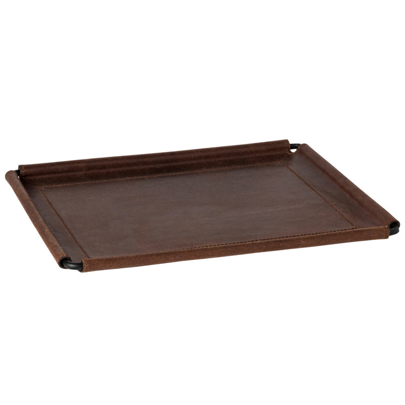 Leather / Faux Leather Decorative Tray, 10.25"Wx12"Dx1"H