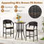 Ensemble de 3 chaises de bar en rotin et table ronde avec plateau en verre trempé