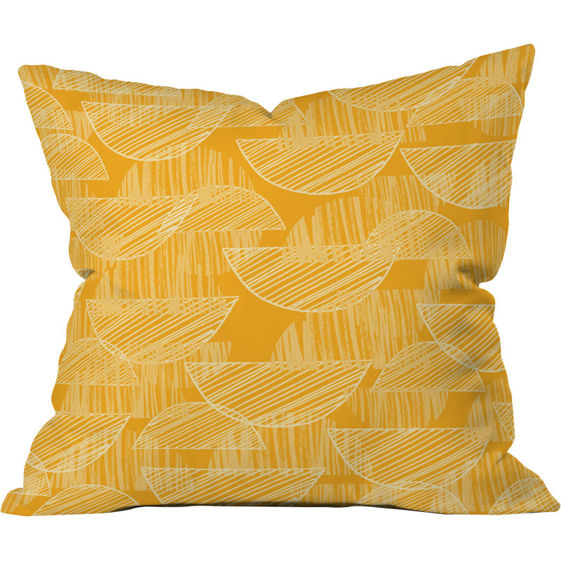 Mustard Arc Showers Polyester Throw Pillow, 26" x 26"