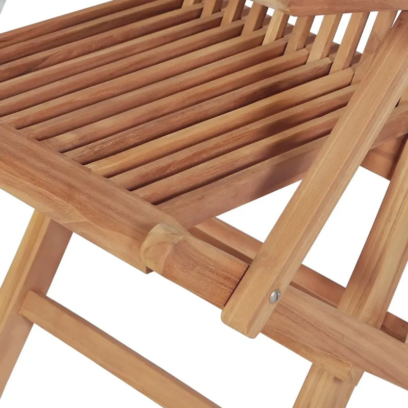 4 - Person Teak Wood Patio Dining Set with Rectangular Table, Natural Wood