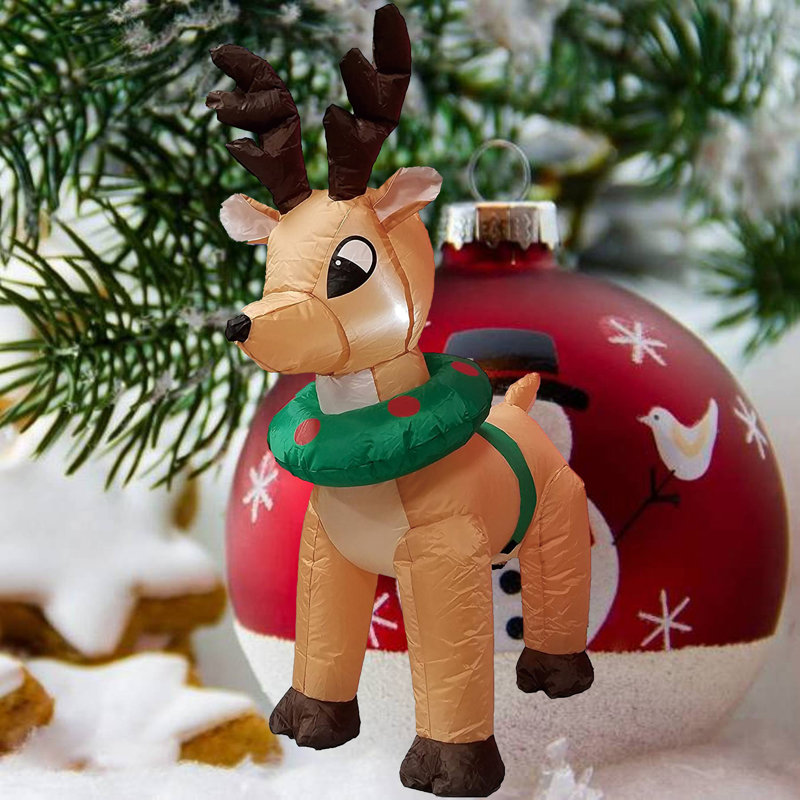 Décoration de jardin gonflable de Noël avec renne gonflable de 4 pieds
