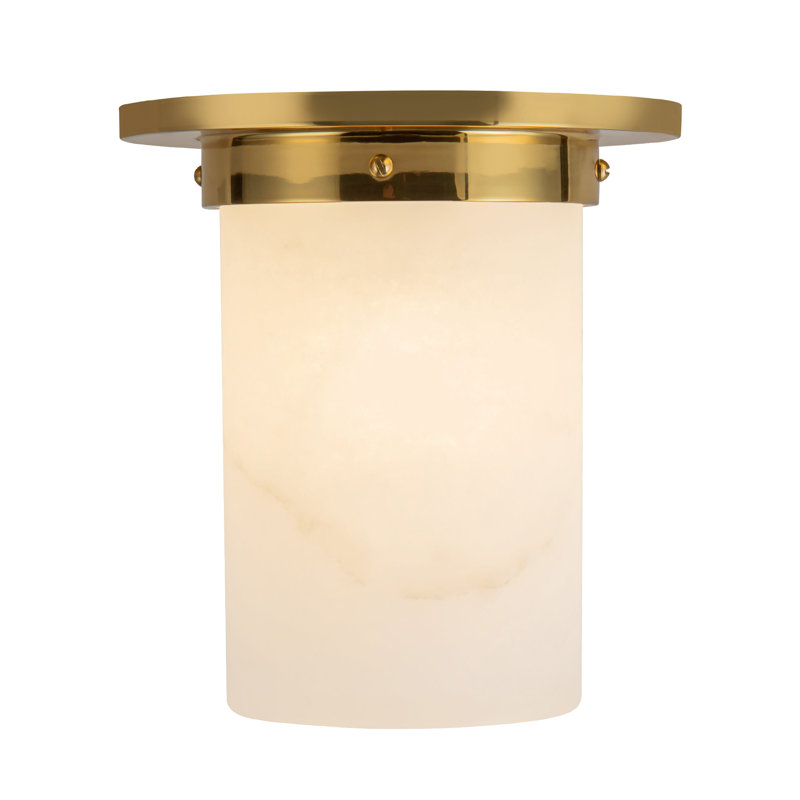 Mineral 8-in Brass Flush Mount, Alabaster, Brass