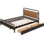 Grand lit plateforme avec 2 grands tiroirs et un lit gigogne pour une chambre confortable-993488827