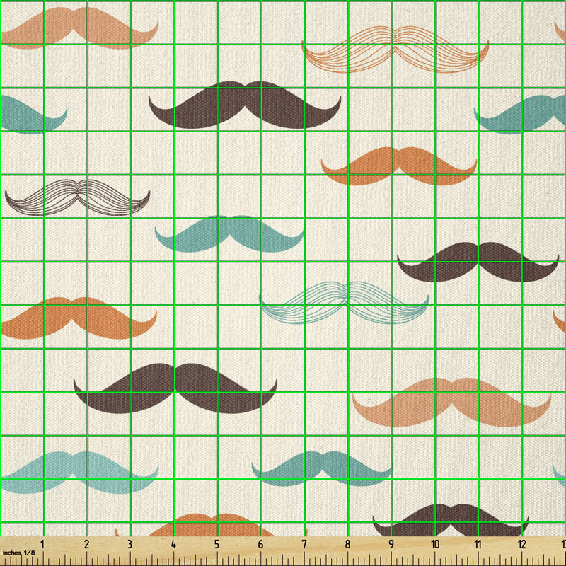 Couchman Retro Mustache Pattern in Colourful Design Multi-Purpose Fabric