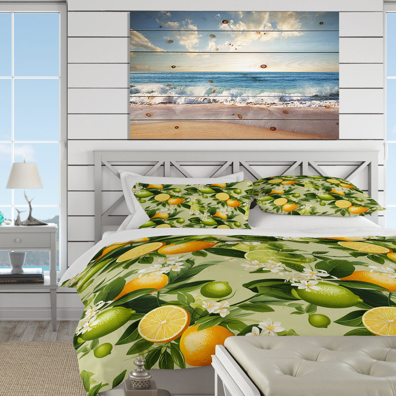 Literie Citrus Zest Tropical Pattern III, Housse de couette simple + 1 taie décorative stan