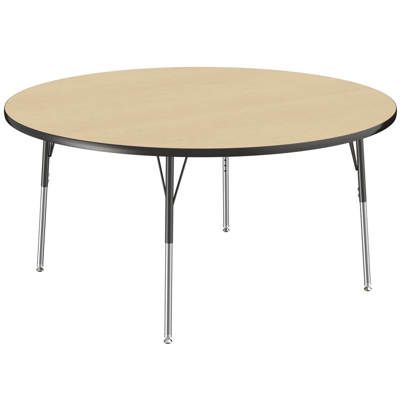 Table ronde à hauteur réglable, H 24 po x L 60 po x l 60 po, Érable / noir, Épais