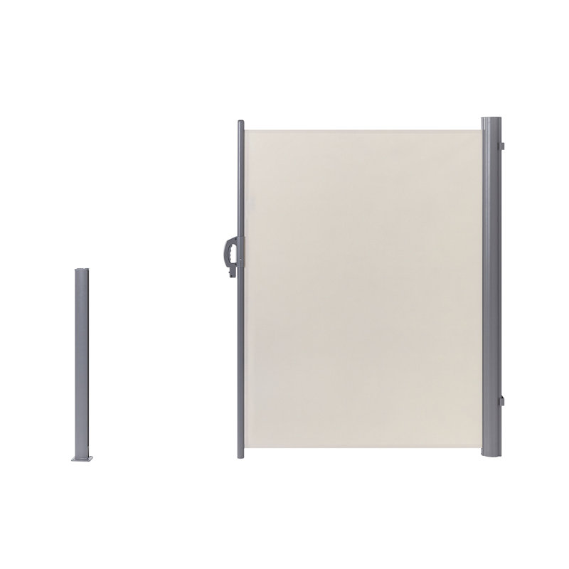 Dakota Fields 305cm W x 9cm D Fabric Cover Motorised Retractable Side Awning, Beige, 160cm H x 300cm W x 9cm D
