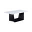 Ensemble de table basse moderne 3 pièces Table de bout Table de bout luxueuse avec faux-marbre et base angulaire noire Meuble de salon en bois blanc