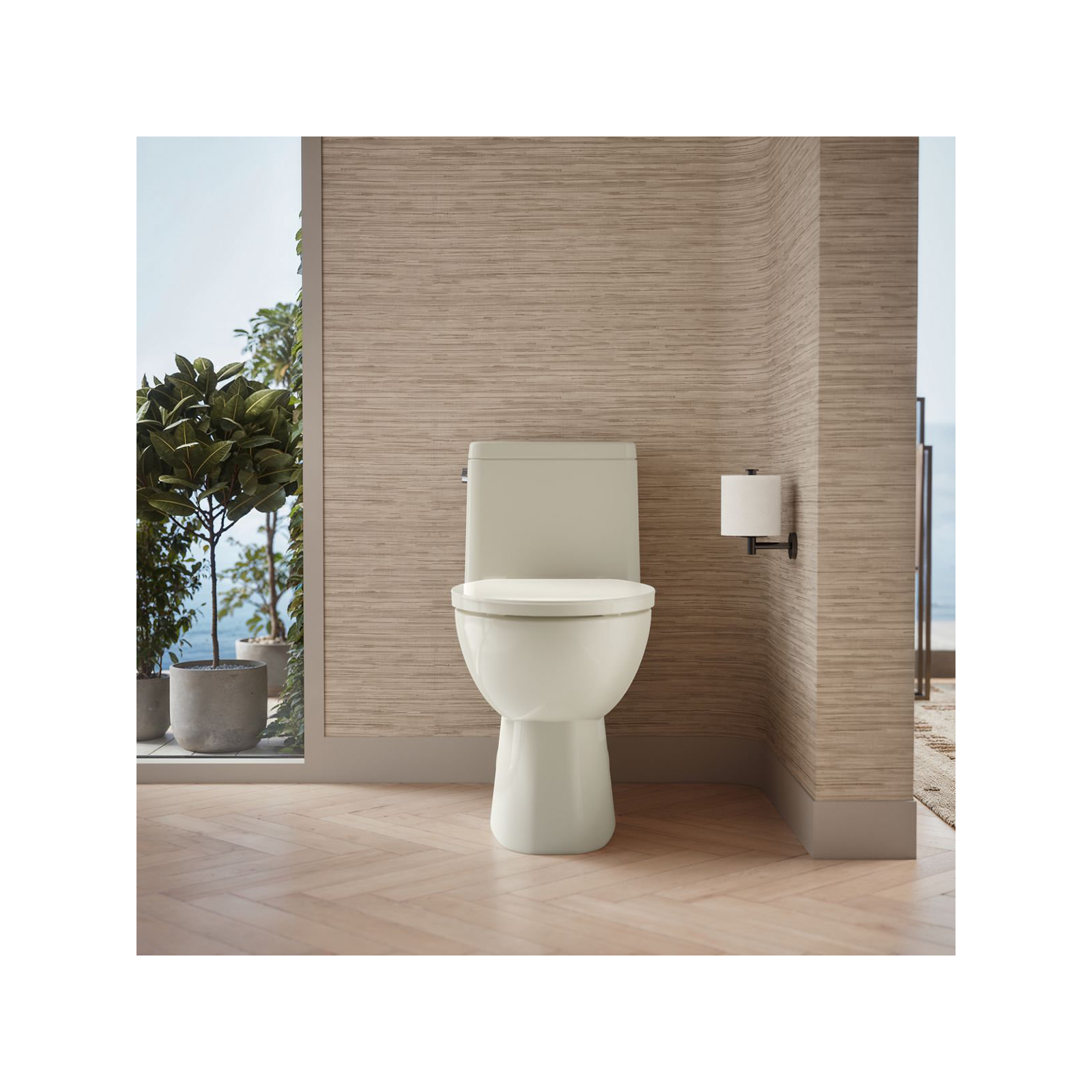 Reach 1.28 GPF Water Efficient Elongated Toilet, Biscuit