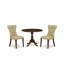 L'ensemble de salle à manger 3 pièces contient une table de salle à manger ronde avec Dropleaf et 2 chaises rembourrées en tissu de lin beige clair, 42 x 42 pouces, acajou-353768443-353768440