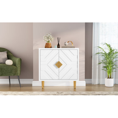 Buffet moderne 31,7 po avec 2 portes décoratives en relief Shenade