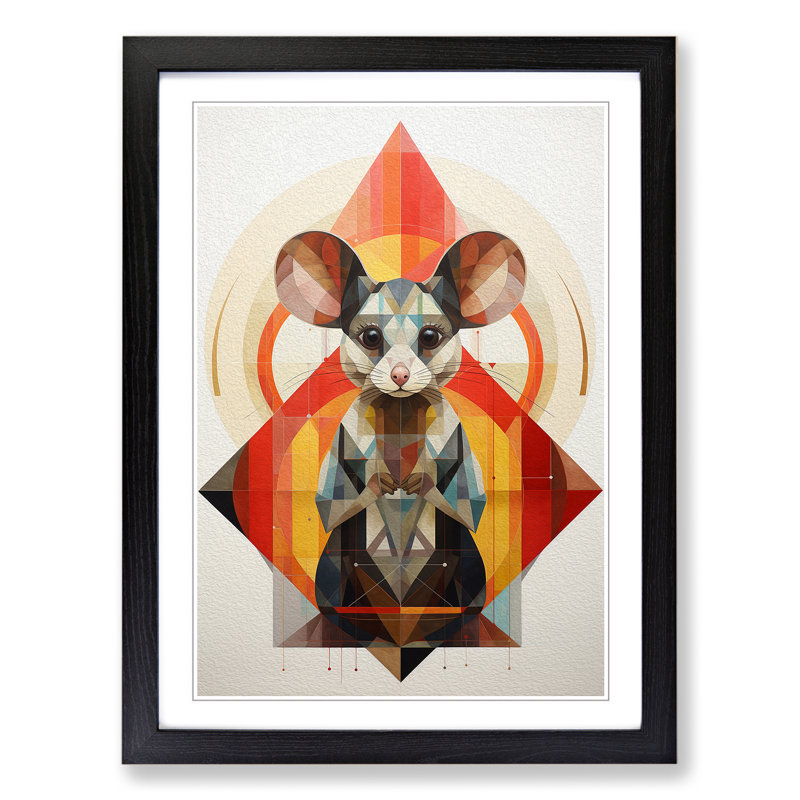 Mouse Geometric No.2 - Framed Print, 34cm H x 25cm W x 2cm D, Black