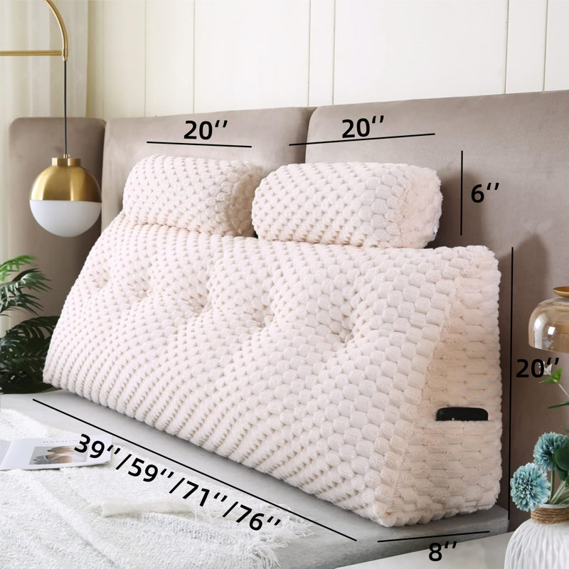 Coussin Velvet Wedge Bed, Beige, H 19,69 po x l 59,06 po