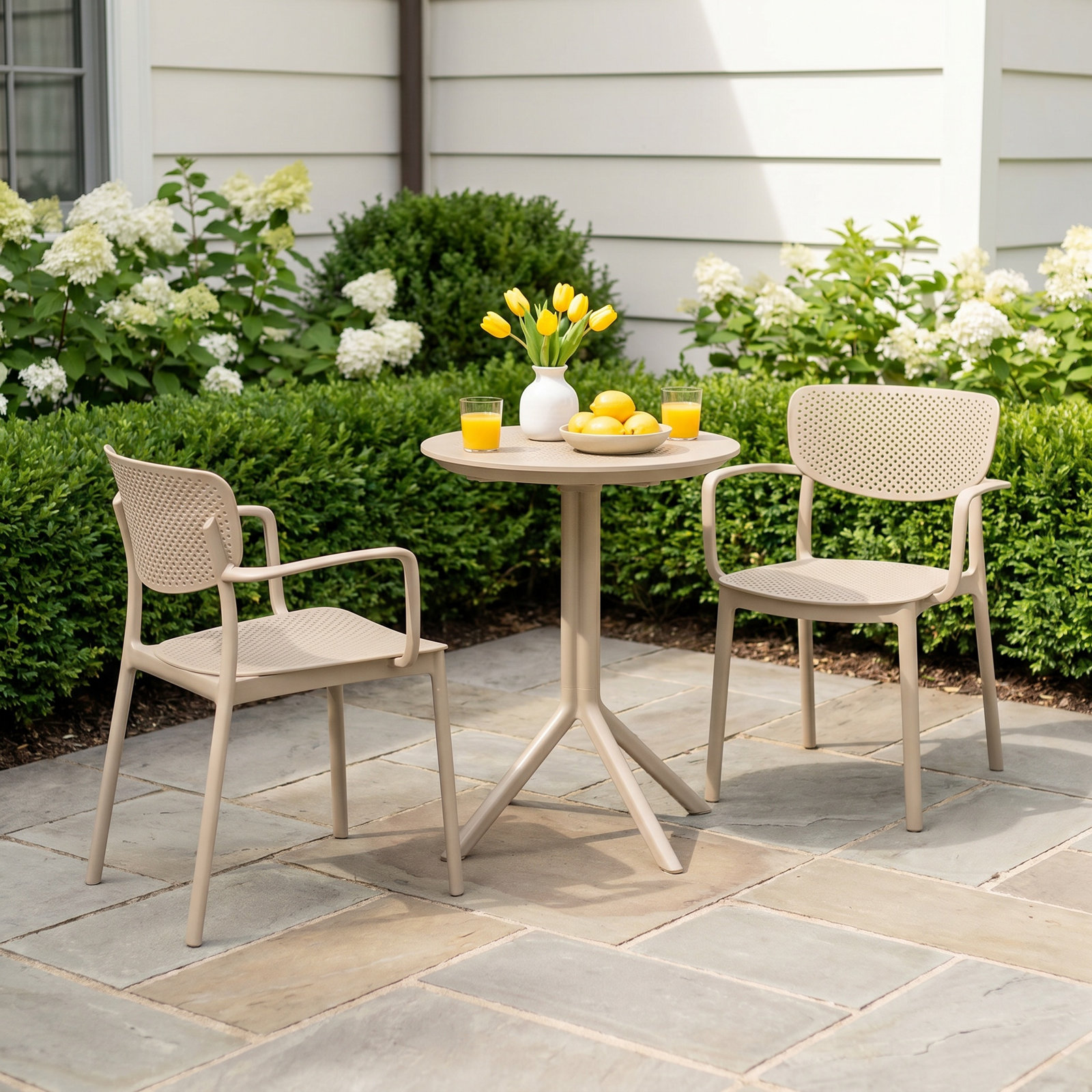 Farrah 24" Patio Bistro Set, Taupe