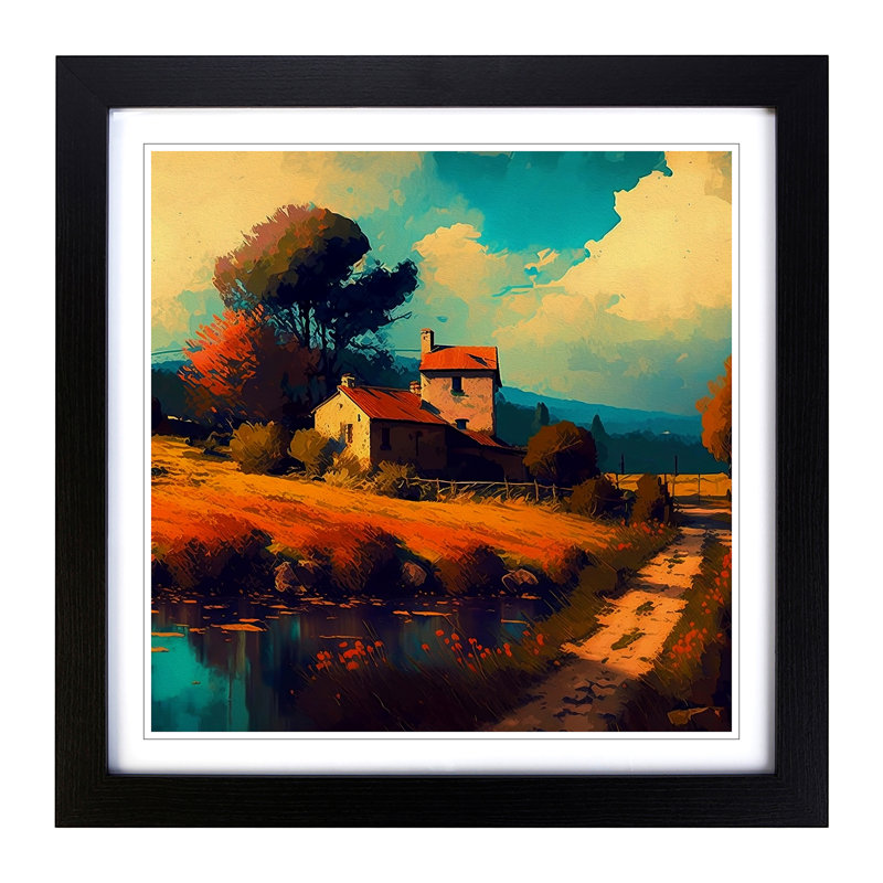 Landscape Post-Impressionism - Framed Print, Black