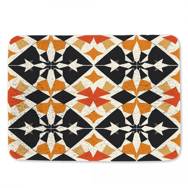 Tapis de bain rétro avec motif de salle de bain abstrait Mid-Century moderne, L 34 po x l 21 po