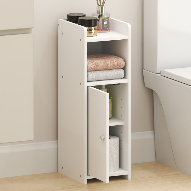 Bathroom Storage Cabinet, 4-Tier Bathroom Cabinet, Narrow Cabinet with Door and Adjustable Shelves, 24H, for Small Spaces, Bathroom, Living Room, Entryway, White