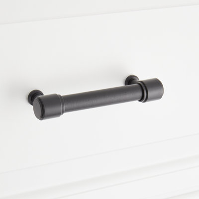 3-3/4" Lazzara Cabinet Pull Black Leather