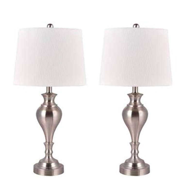 Ensemble de lampes de table 27 "avec USB Sandhurst, Argent, Blanc