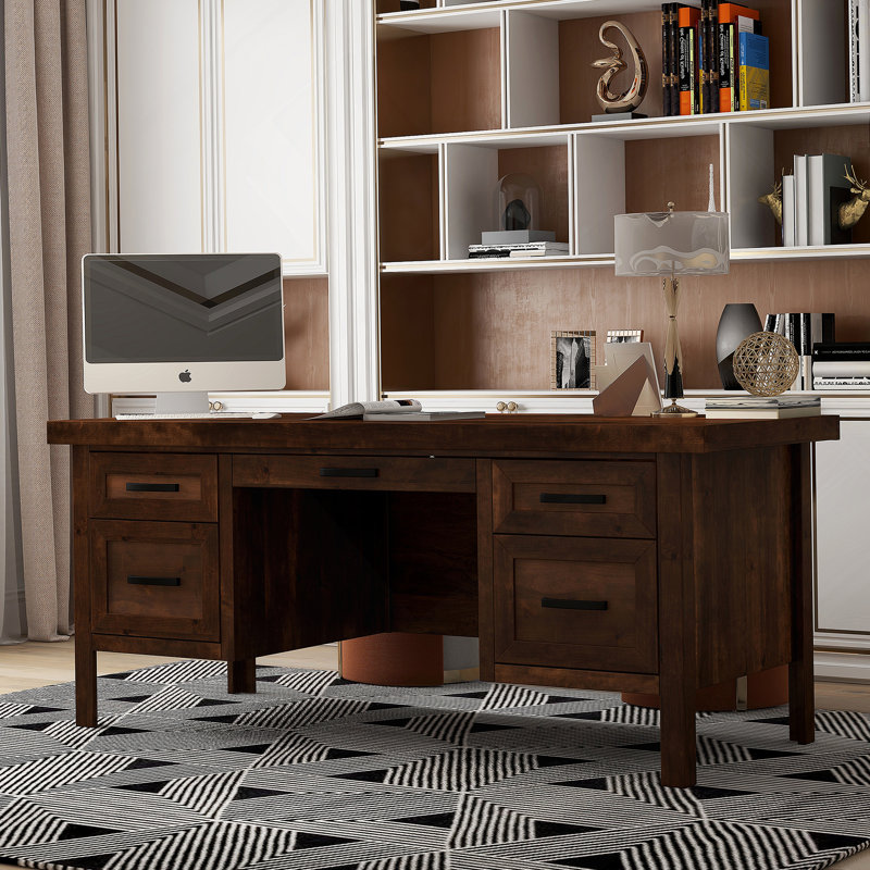 Bureau double caisson Bridgevine Home Sausalito 71 po, aucun assemblage requis, finition whisky