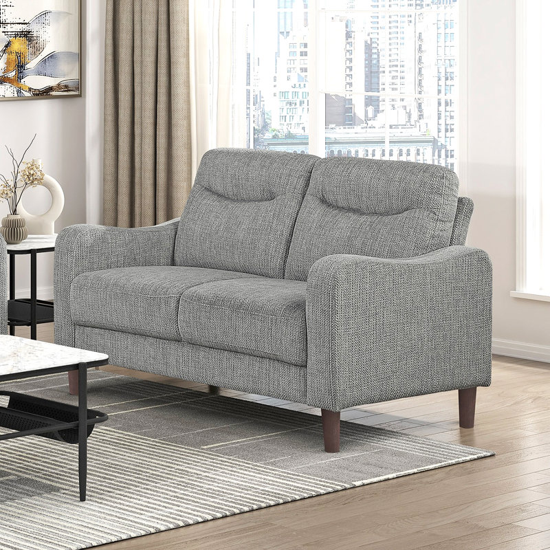 Meuble de salon moderne avec causeuse et revêtement en chenille gris