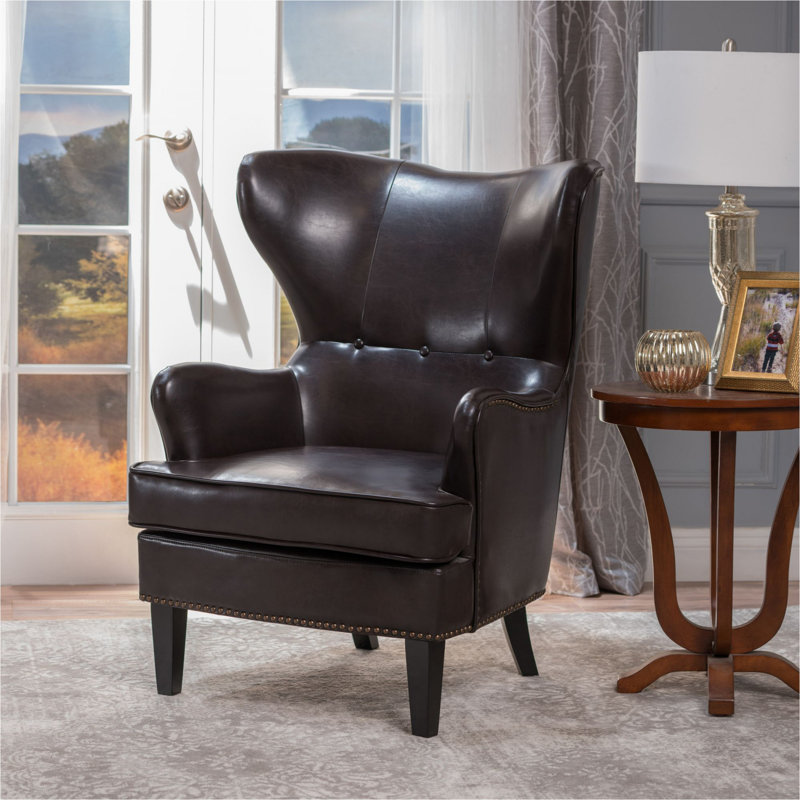 Barnard Faux Leather Armchair, Brown Fabric